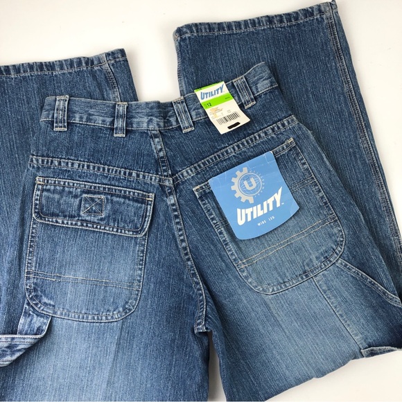 NEW Utility‎ Wide Leg Jeans Dark Wash Size 12 Boy Size 26 Women High Waist - Picture 3 of 9